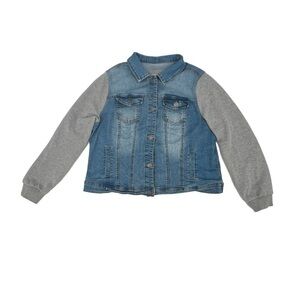 Lovesick Fleece Sleeve Denim Jean Jacket Size 1 Women's